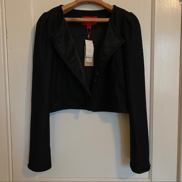 Zac Posen Cropped Wool Jacket Puff Shoulder 12 - Picture 4 of 7